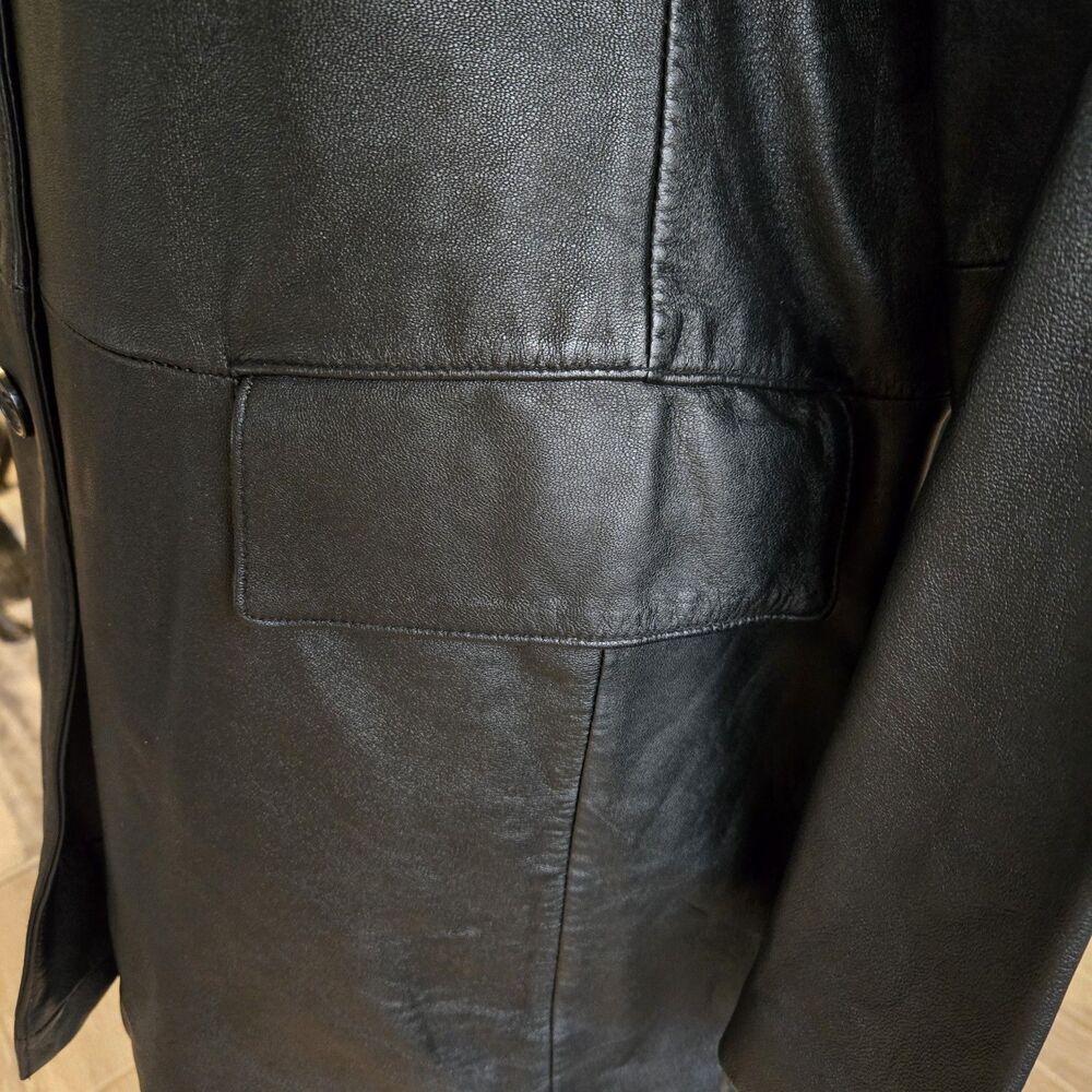 Women’s Whet Blu Black Leather Jacket Size XL motorcycle, 90s matrix style - Picture 4 of 14